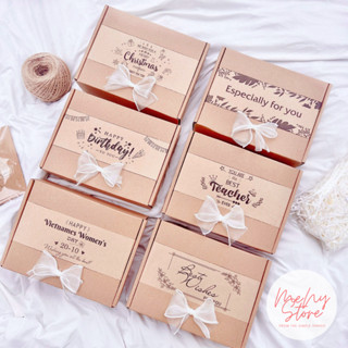 Hộp đựng quà tặng Kraft Vintage, hộp giấy nắp gài đựng quà sinh nhật, 20/11, 8/3, 20/10...tặng kèm rơm lót