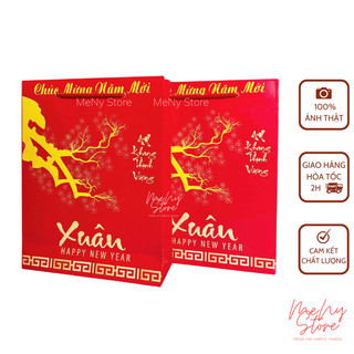 Túi giấy đựng quà Tết đỏ, túi Chúc mừng năm mới khổ A4 23x30x8cm