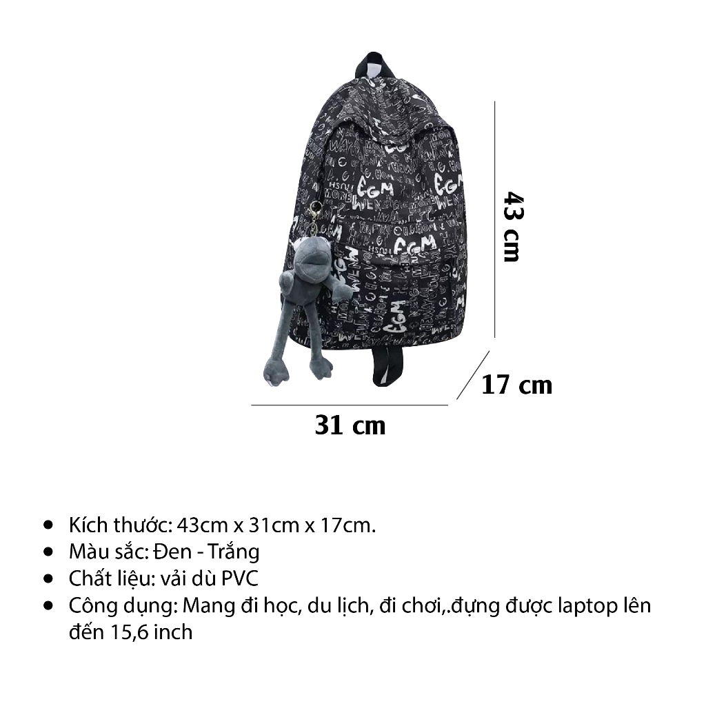 Balo chống nước xu hướng thời trang nam và nữ Unisex cá tính, ba lô đi học, đi chơi, du lịch thời trang BZ020