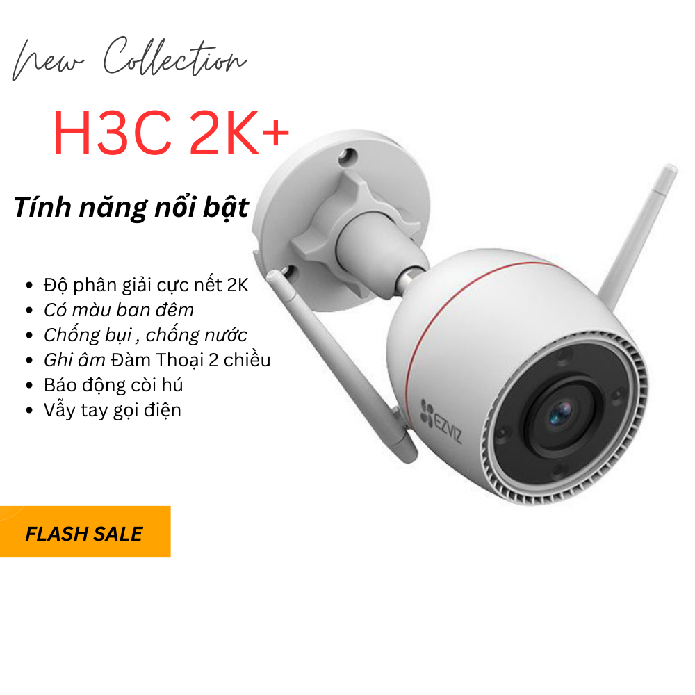 camera wifi không dây ezviz H3c 2K+ 4Megapixel có màu ban đêm , đàm thoại 2 chiều phát AI phát hiện chuyển động