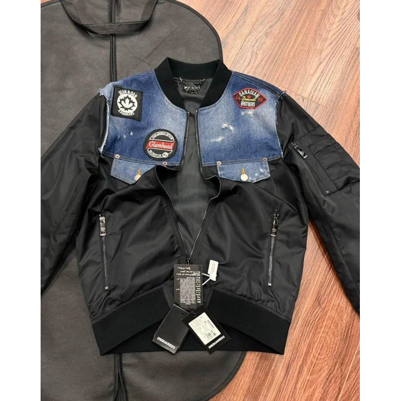 ✅New✅ Áo Khoác D.S.Q  Gió Dày Dặn Phối Vai Bò , In Thêu Tỉ Mỉ