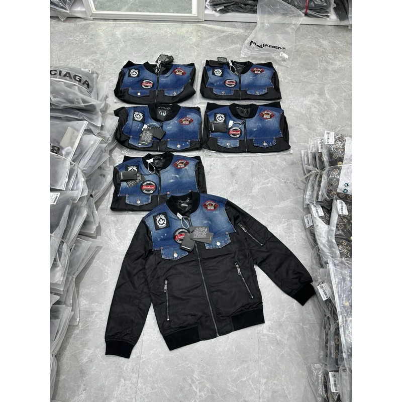 ✅New✅ Áo Khoác D.S.Q  Gió Dày Dặn Phối Vai Bò , In Thêu Tỉ Mỉ