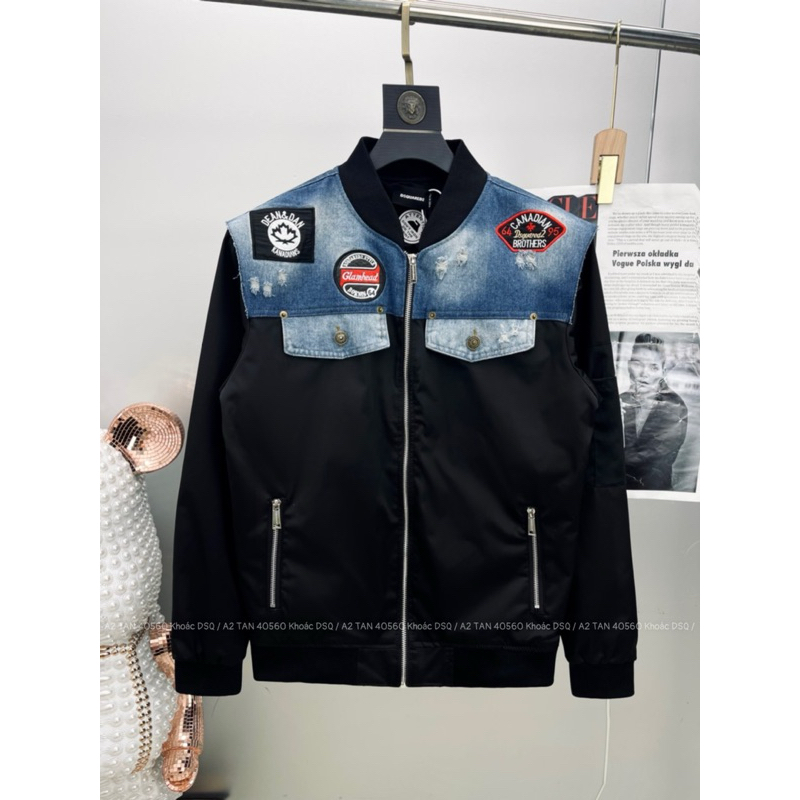 ✅New✅ Áo Khoác D.S.Q  Gió Dày Dặn Phối Vai Bò , In Thêu Tỉ Mỉ