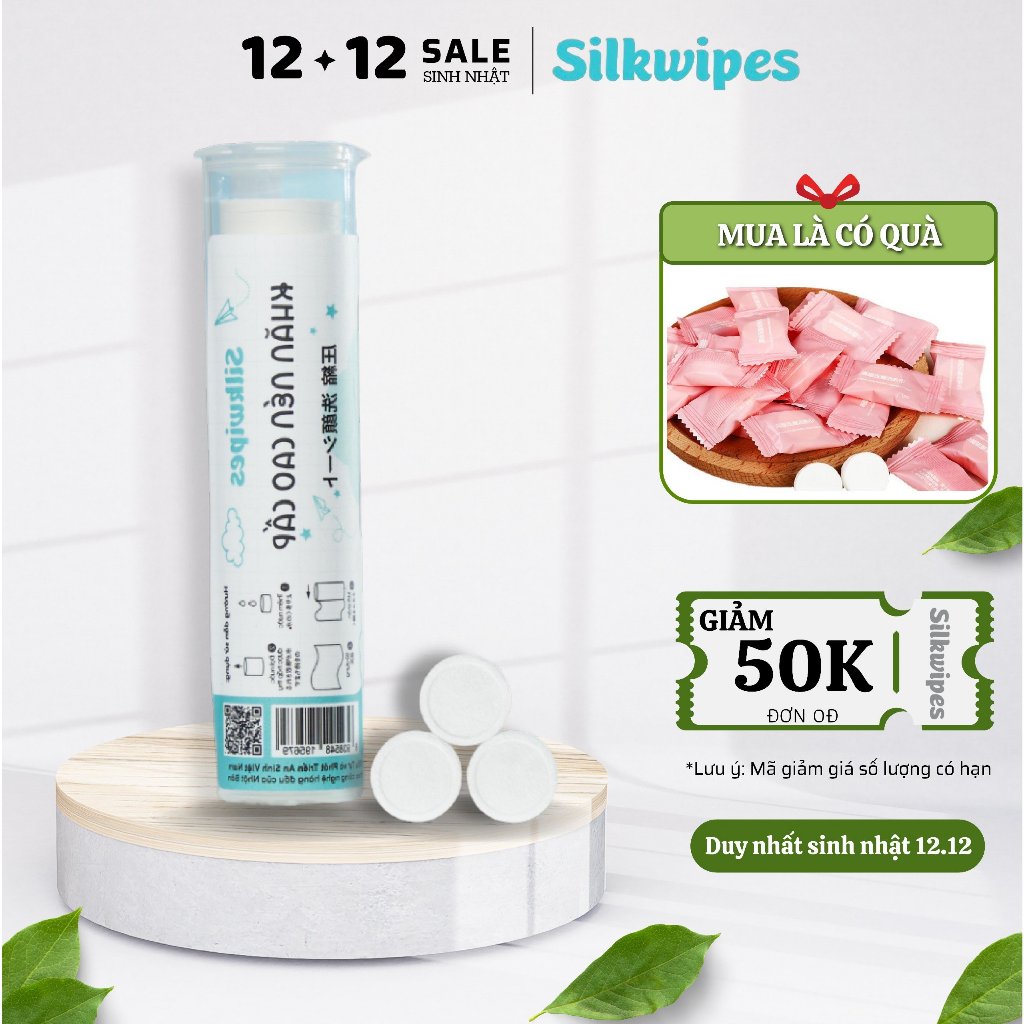 Khăn Mặt Nén Cao Cấp Silkwipes dạng viên kẹo lọ 10 viên, nhỏ gọn, tiện lợi