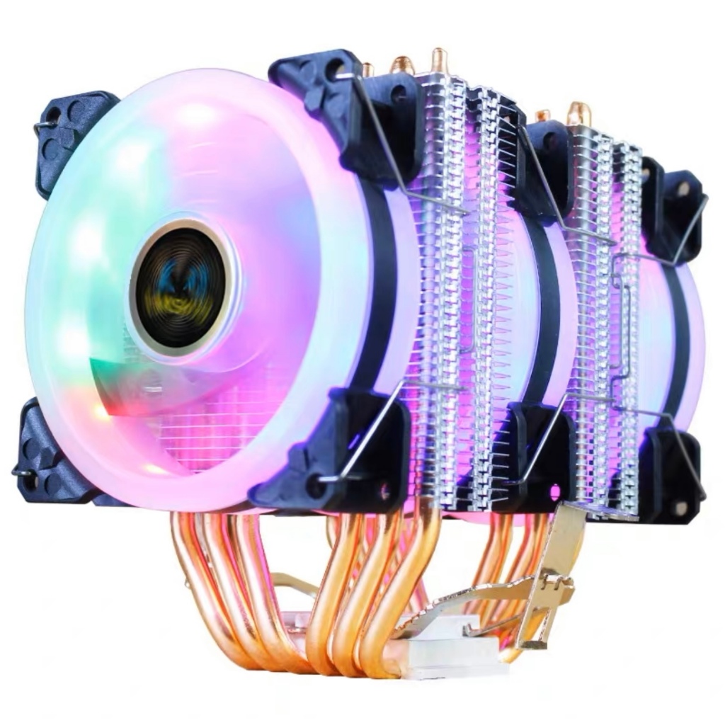 Quạt Tản Nhiệt CPU 2 Tháp - 6 Ống Đồng - 3 Fan RGB Hỗ Trợ 775 1155 1150 1366 1700 - Tặng kèm gông AMD