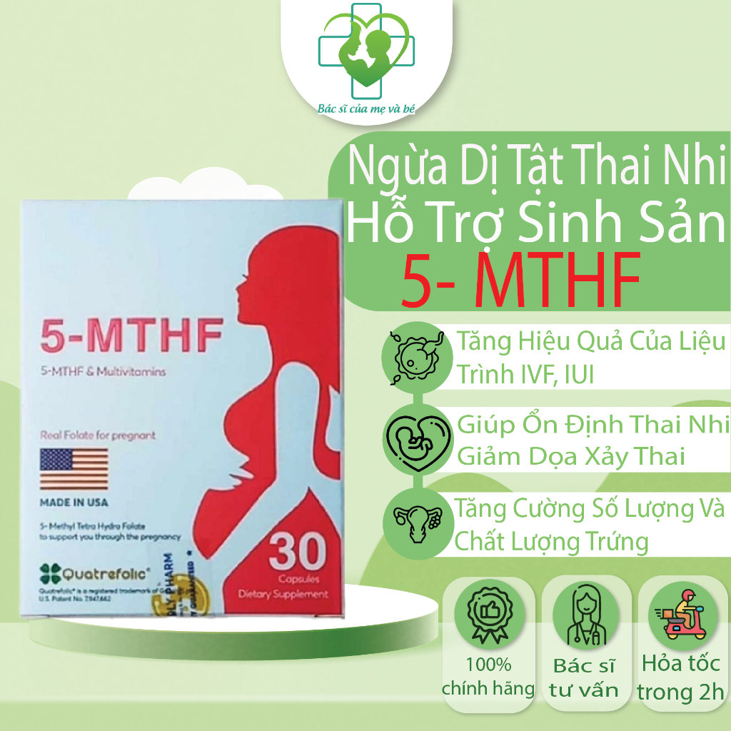 5-MTHF - Bổ Sung Folate, Vitamin, Bổ Trứng, Tăng Khả Năng Sinh Sản, Ngăn Dị Tật Thai Nhi