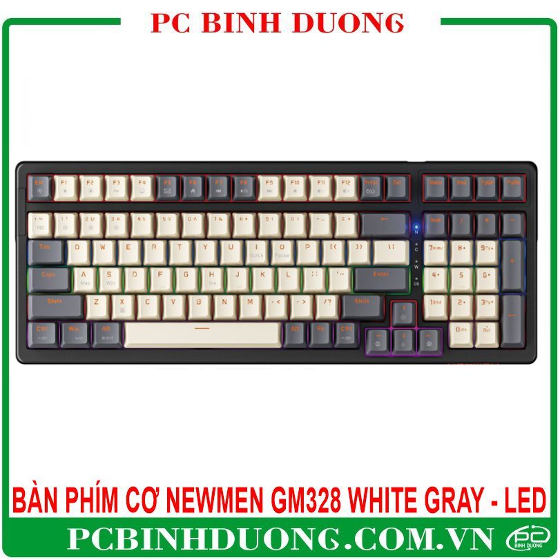 Bàn Phím Cơ Có Dây NEWMEN GM328 Blue/Red Switch Màu Tím Trắng/Trắng Xám Có Led Rainbow