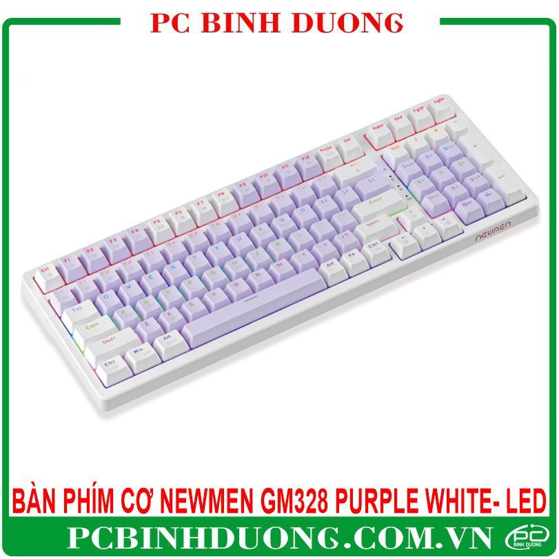 Bàn Phím Cơ Có Dây NEWMEN GM328 Blue/Red Switch Màu Tím Trắng/Trắng Xám Có Led Rainbow