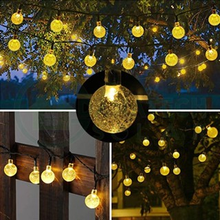 Đèn quả cầu pha lê bi bọt năng lượng mặt trời trang trí ban công, quán cafe, sân vườn ngoài trời