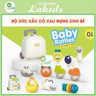 Xúc xắc cho bé-Bộ đồ chơi xúc xắc có vali kéo ngộ nghĩnh cho bé từ 3 tháng tuổi