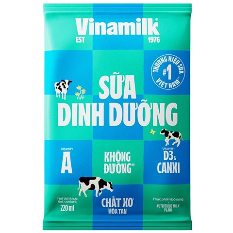 1 túi sữa tươi Vinamilk không đường 220ml