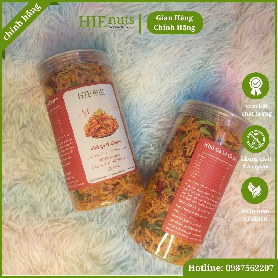 Khô Gà Lá Chanh Xé Sợi Loại 1 - 500gr - Hienuts Healthy