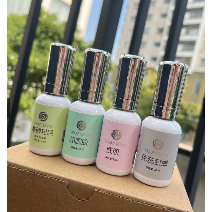 Base Top Cứng móng, Top Lì Hoa Hồng 20 ml youth rose Hàng Chính Hãng