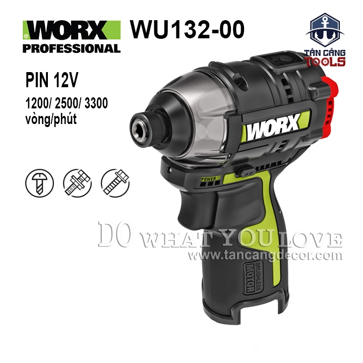 Máy Vặn Vít Động Lực Dùng Pin 12V Worx WU132-00 ( Thân Máy )