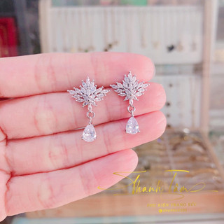 Khuyên tai đính đá pha lê sáng long lanh hàng quảng châu cao cấp