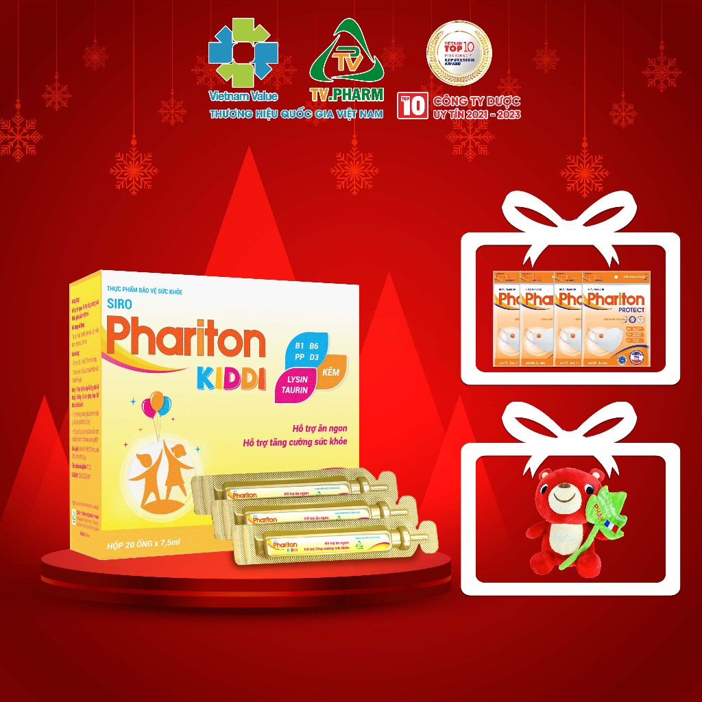 (MUA 1 TẶNG 4 TÚI KHẨU TRANG, MUA 2 TẶNG 1 GẤU BÔNG) Siro PHARITON KIDDI - Bổ sung dinh dưỡng toàn diện cho bé