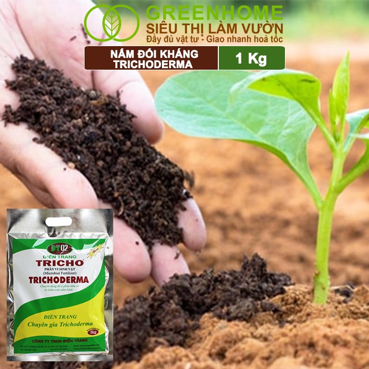 Nấm Đối Kháng Trichoderma Greenhome, Điền Trang, Bao 1kg, Ủ Phân Hữu Cơ, Ủ Rác, Đậu Tương, Khử Mùi, Cải Tạo Đất