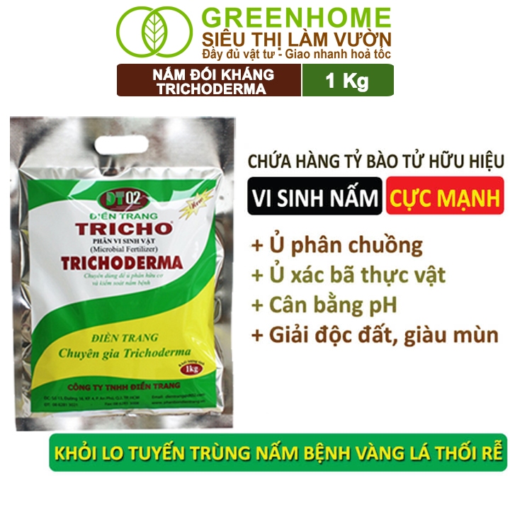 Nấm Đối Kháng Trichoderma Greenhome, Điền Trang, Bao 1kg, Ủ Phân Hữu Cơ, Ủ Rác, Đậu Tương, Khử Mùi, Cải Tạo Đất