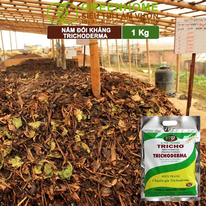 Nấm Đối Kháng Trichoderma Greenhome, Điền Trang, Bao 1kg, Ủ Phân Hữu Cơ, Ủ Rác, Đậu Tương, Khử Mùi, Cải Tạo Đất