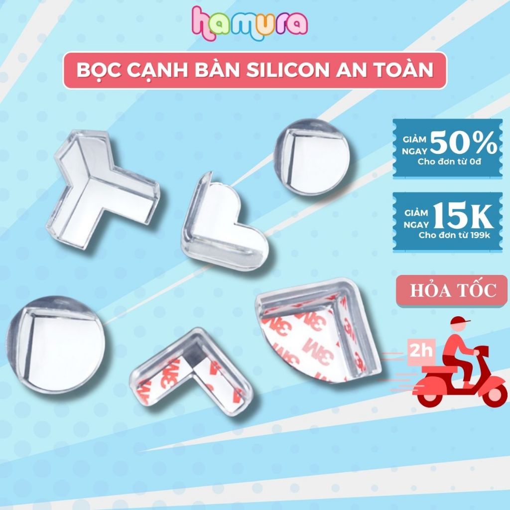 Miếng bọc góc bàn bằng silicon an toàn cho bé,kèm miếng dán 3M