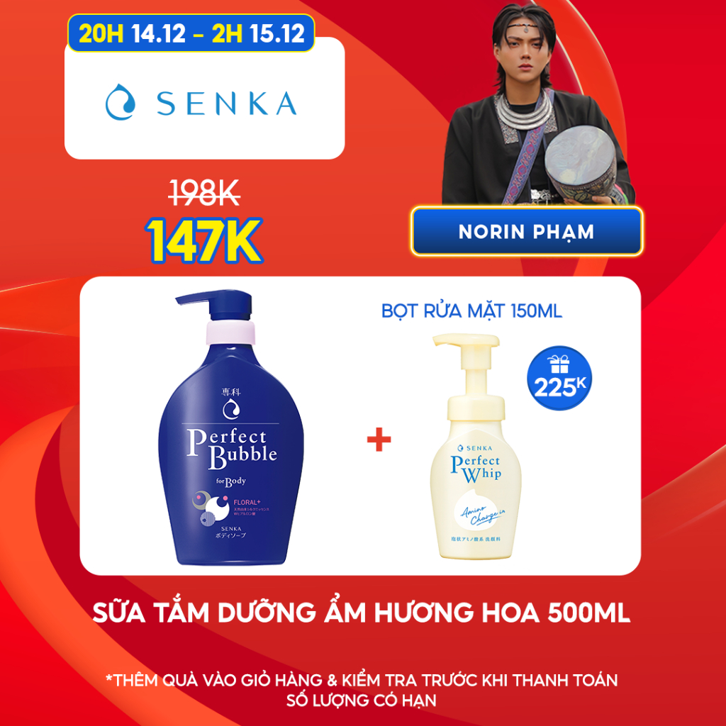 [Norin Pham x Senka] Sữa tắm dưỡng ẩm hương hoa tươi mát Senka Perfect Bubble for Body Floral Plus n 500ml_13729