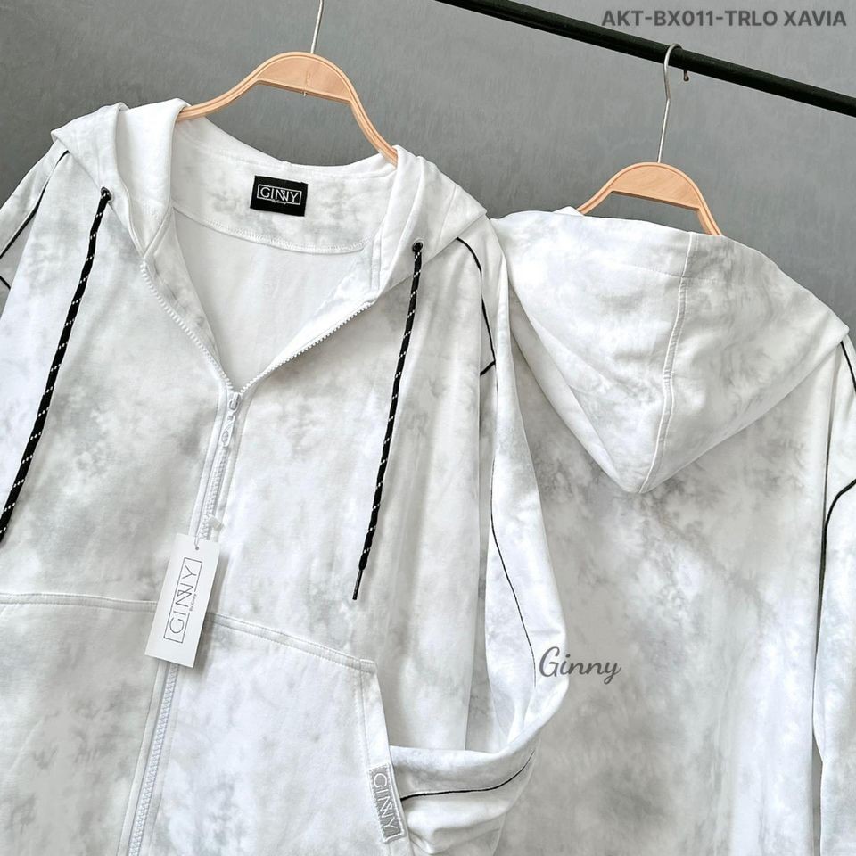 Áo khoác thun loang Hoodie Zip BX-011 trẻ trung phong cách Hàn Quốc | Ginny chống nắng có túi trong