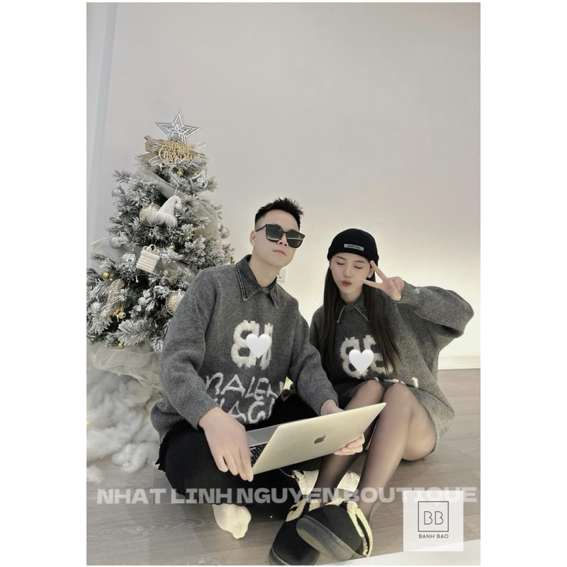 ÁO LEN BALEN CHỮ LÔNG DÁNG RỘNG UNISEX