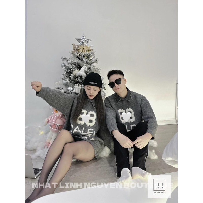 ÁO LEN BALEN CHỮ LÔNG DÁNG RỘNG UNISEX