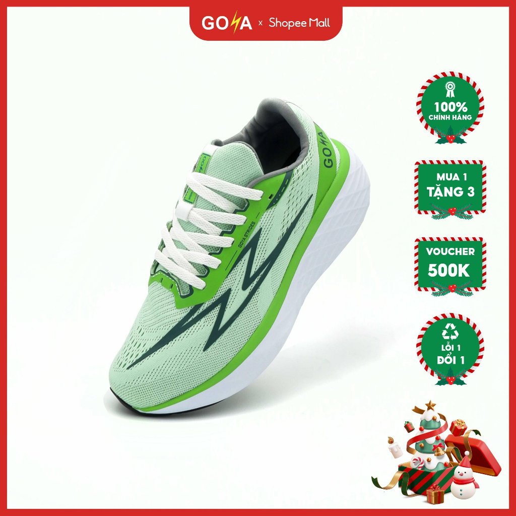 Giày thể thao chạy bộ nam nữ Goya Strides 1 năm 2023 màu xanh lá