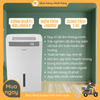 Máy hút ẩm thông minh xiaomi new widetech 60l/máy hút ẩm, sấy quần áo taijutsu ad-25r134e-w