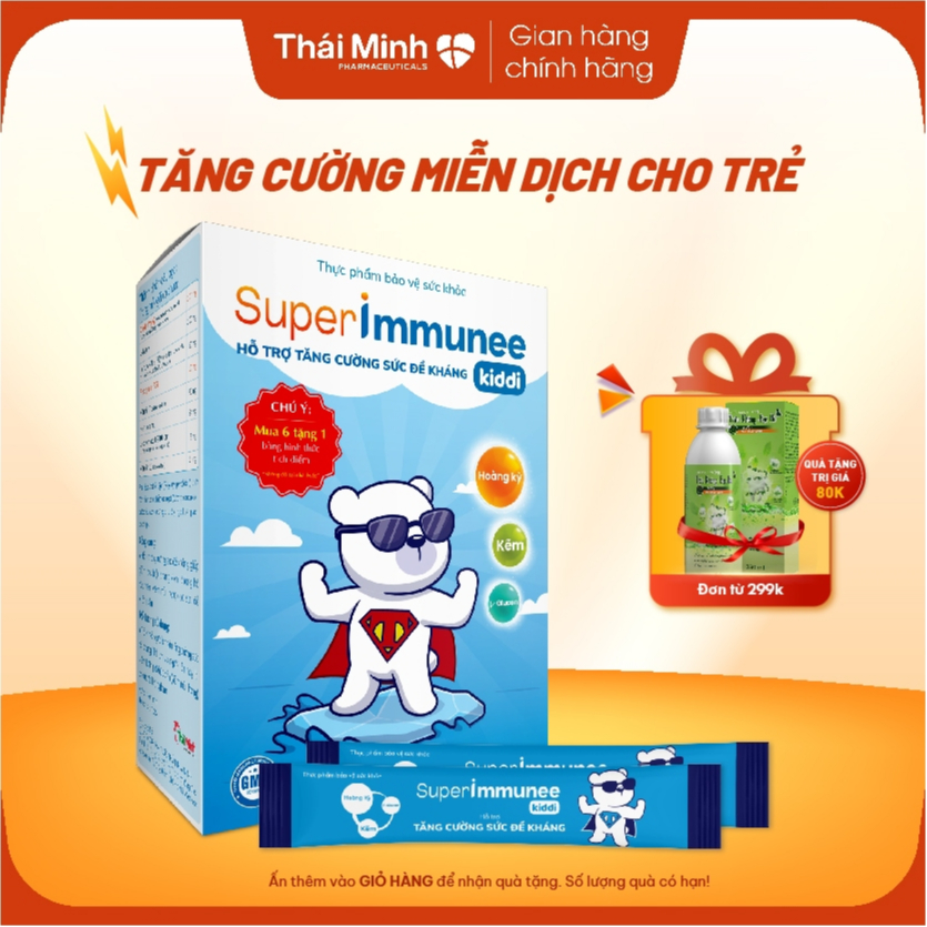 Cốm Tăng Đề Kháng Cho Trẻ Super Immunee Kiddi Thái Minh - Tăng Cường Miễn Dịch Hô Hấp Trên, Giảm Triệu Chứng Mũi, Họng