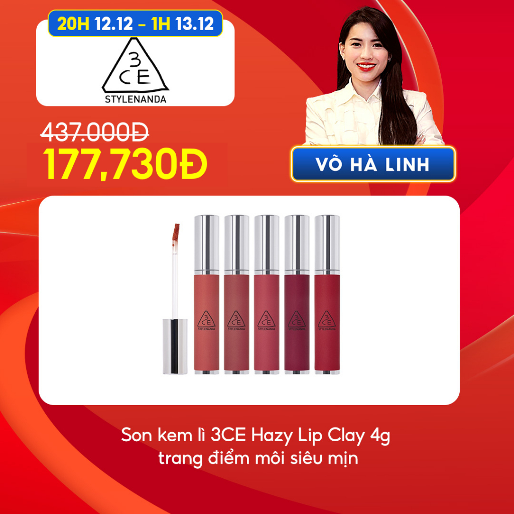 [Chỉ còn 177K sau khi áp voucher] 3CE Hazy Lip Clay 4g Son Môi 3ce hazy Đất Sét Trang Điểm Chuyên Dụng l Official Store Lip Make up Cosmetic