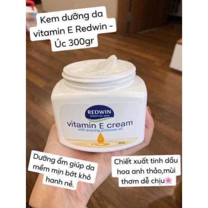 Kem Dưỡng Redwin Vitamin E Cream 300g, Dưỡng Ẩm cho Da Giúp Da Mềm Mịn Da