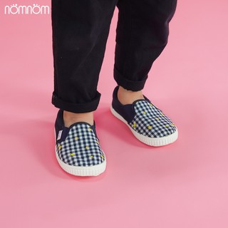 Giày Slipon trẻ em Nomnom EP B1947 hoạ tiết kẻ ô vuông siêu nhẹ êm có thể uốn gập