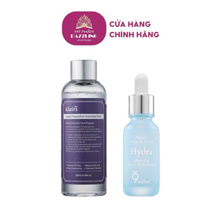 Combo Nước Hoa Hồng Klairs Supple Preparation Toner 180ml + Tinh Chất Dưỡng Da 9wishes Hydra 25ml