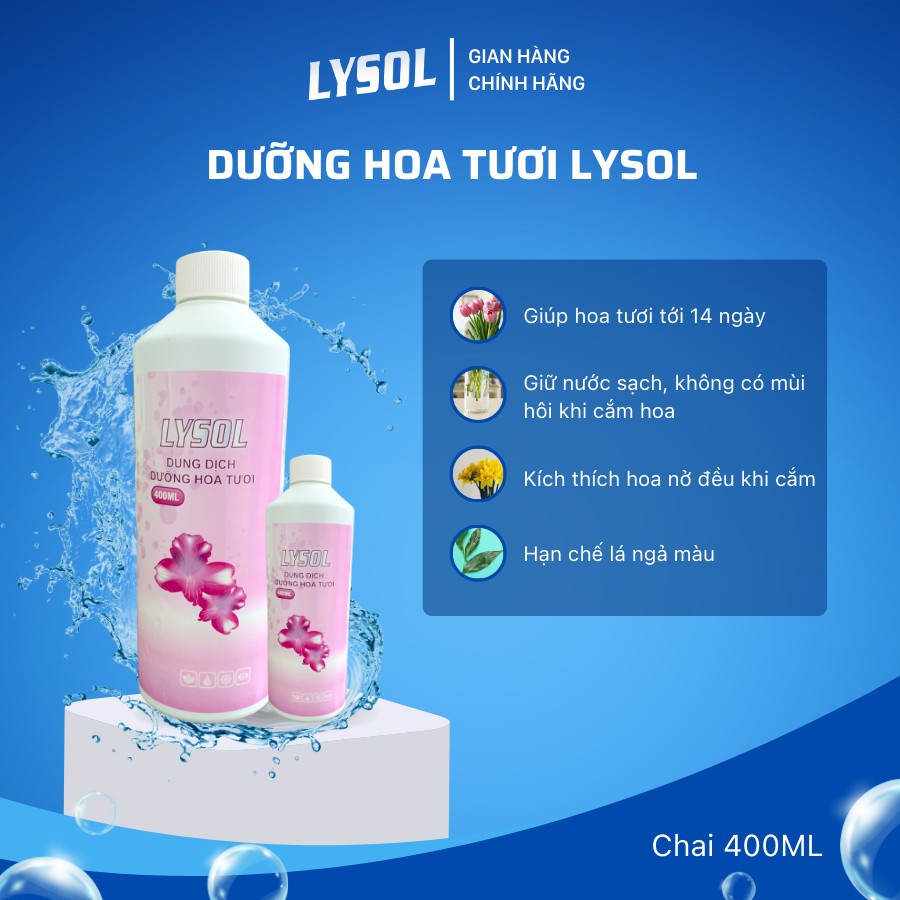 Dưỡng Hoa Tươi Lâu Lysol, Phân Bón Cho Hoa Cắt Cành 500ml, Lâu Tàn, Nở Bông To, Không Bị Hôi Nước