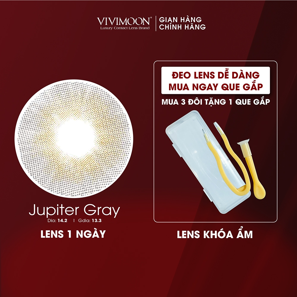 Lens khóa ẩm cận 1 ngày Jupiter Gray VIVIMOON màu xám pha ánh vàng