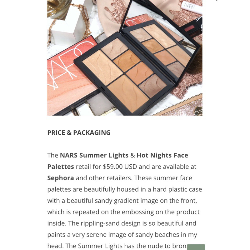 Bảng phấn má Khối Nars Summer Light Fullsize Box