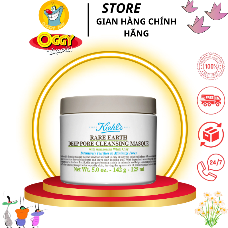 Mặt nạ đất sét Kiehl's Rare Earth Deep Pore Cleansing Masque làm sạch sâu se khít lỗ chân lông, giảm mụn đầu đen