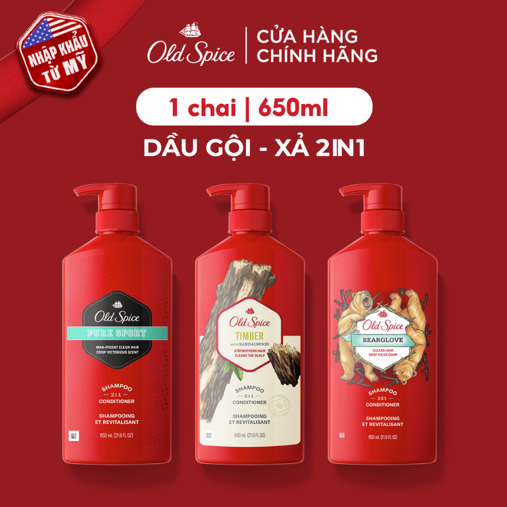 [Neko Land x Old Spice] Dầu Gội OLD SPICE 2in1 Hương Nước Hoa Cho Nam Gỗ Đàn Hương Chai 650ML