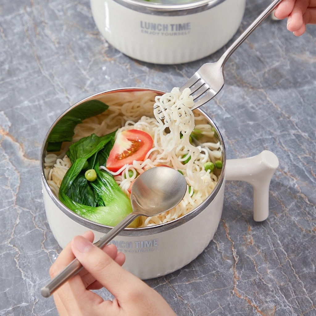 CA ÚP MÌ INOX 304 KHÔNG GỈ NẮP ĐẬY GẤU DỄ THƯƠNG - TÔ ĂN MÌ SIÊU TỐC - BÁT ĂN MÌ ĂN LẨU ĐA NĂNG CÓ T