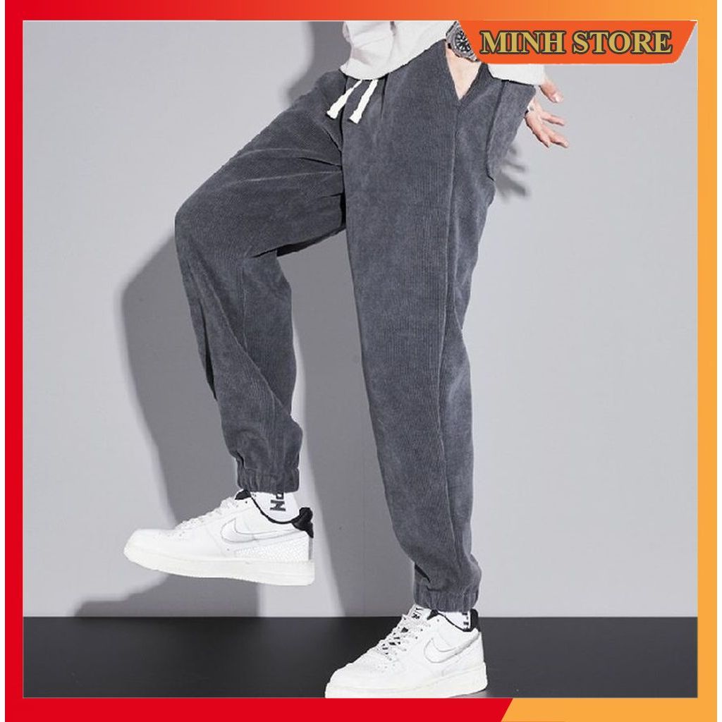 Quần JOGGER nam bo gấu vải nhung cao cấp, quần Nhung tăm nam co giãn thời trang JO06 - MINHSTORE 66
