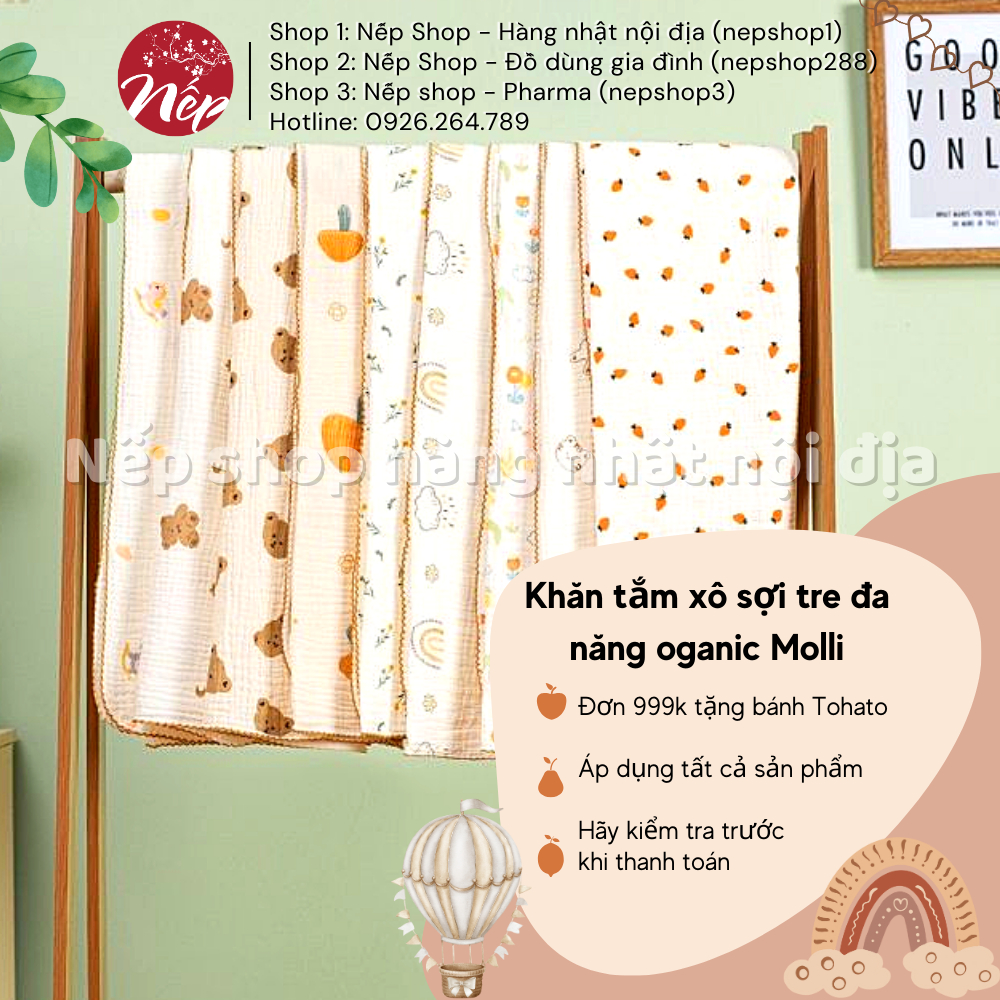 Khăn Tắm Xô Sợi Tre Đa Năng Oganic Molli Hàng Made In Việt Nam - Nếp shop - Hàng nhật nội địa