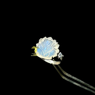 Nhẫn Bạc Hồ Ly Chúa Moonstone tự nhiên đá mặt trăng