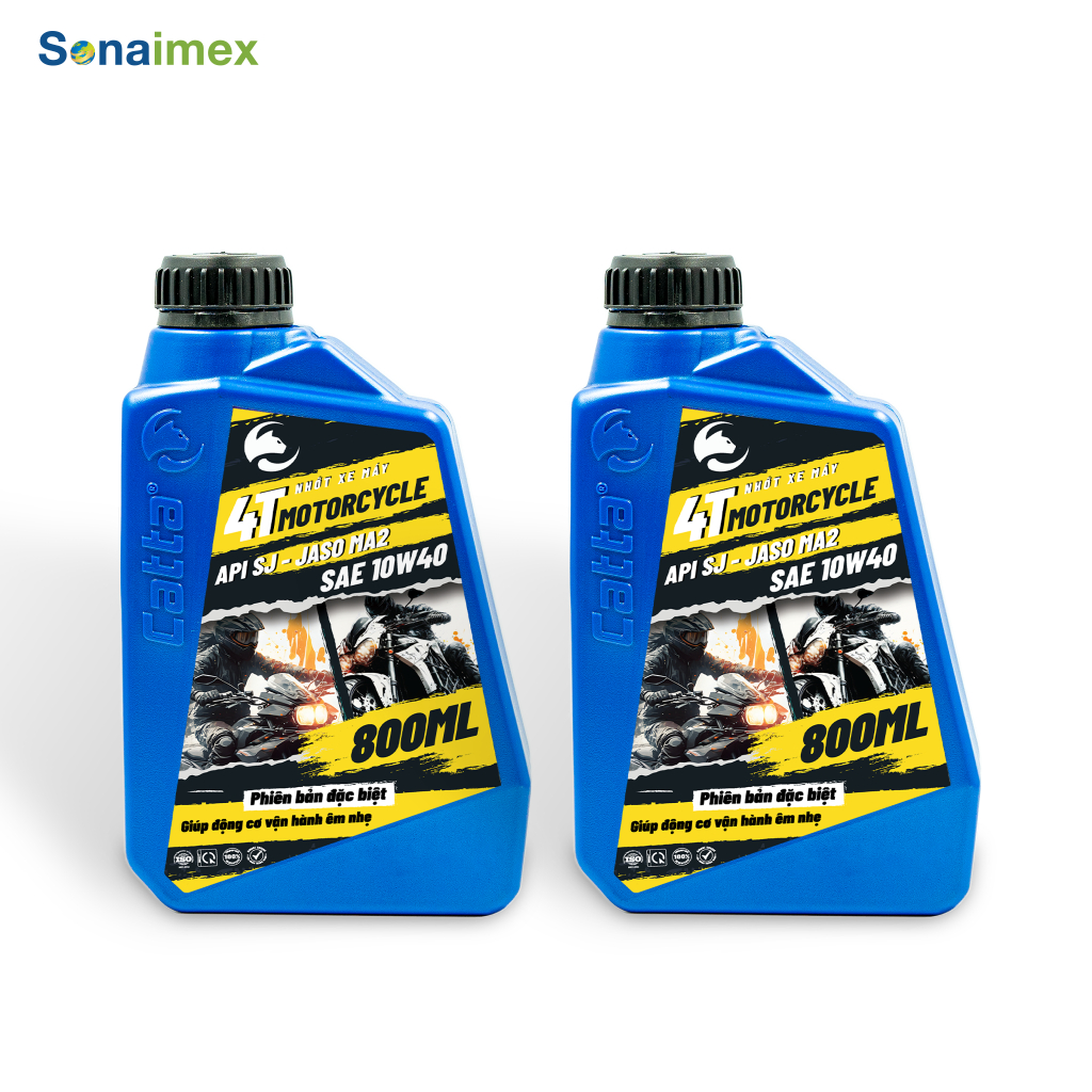 2 Chai Dầu Nhớt Xe Số CATTA 4T SAE 10W40 - API SJ - JASO MA2 - 800 mL (Nhớt màu đỏ)