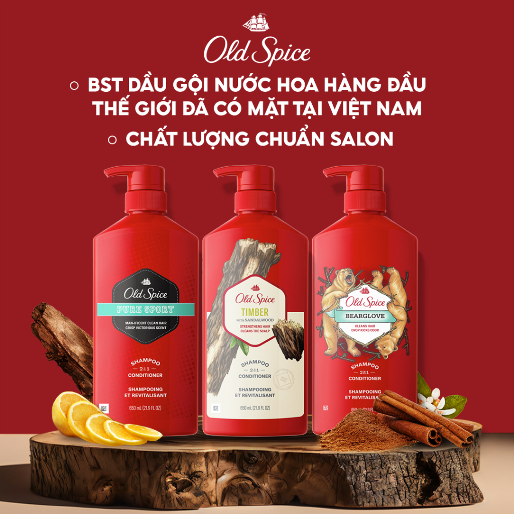 [Neko Land x Old Spice] Dầu Gội OLD SPICE 2in1 Hương Nước Hoa Cho Nam Gỗ Đàn Hương Chai 650ML