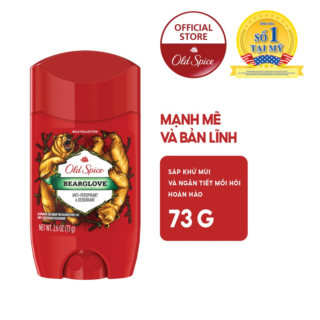 [Neko Land x Old Spice] Sáp Khử Mùi & Ngăn tiết Mồ hôi Old Spice nhiều mùi hương 73g Bearglove