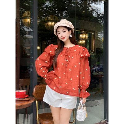 YU CHERRY | Áo thiết kế nữ tay dài form babydoll tay dài bèo Kyomi Babydoll Top YA476