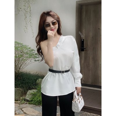 YU CHERRY | Áo thiết kế nữ trễ vai đơn giản Lana One Shoulder Blouse YA475
