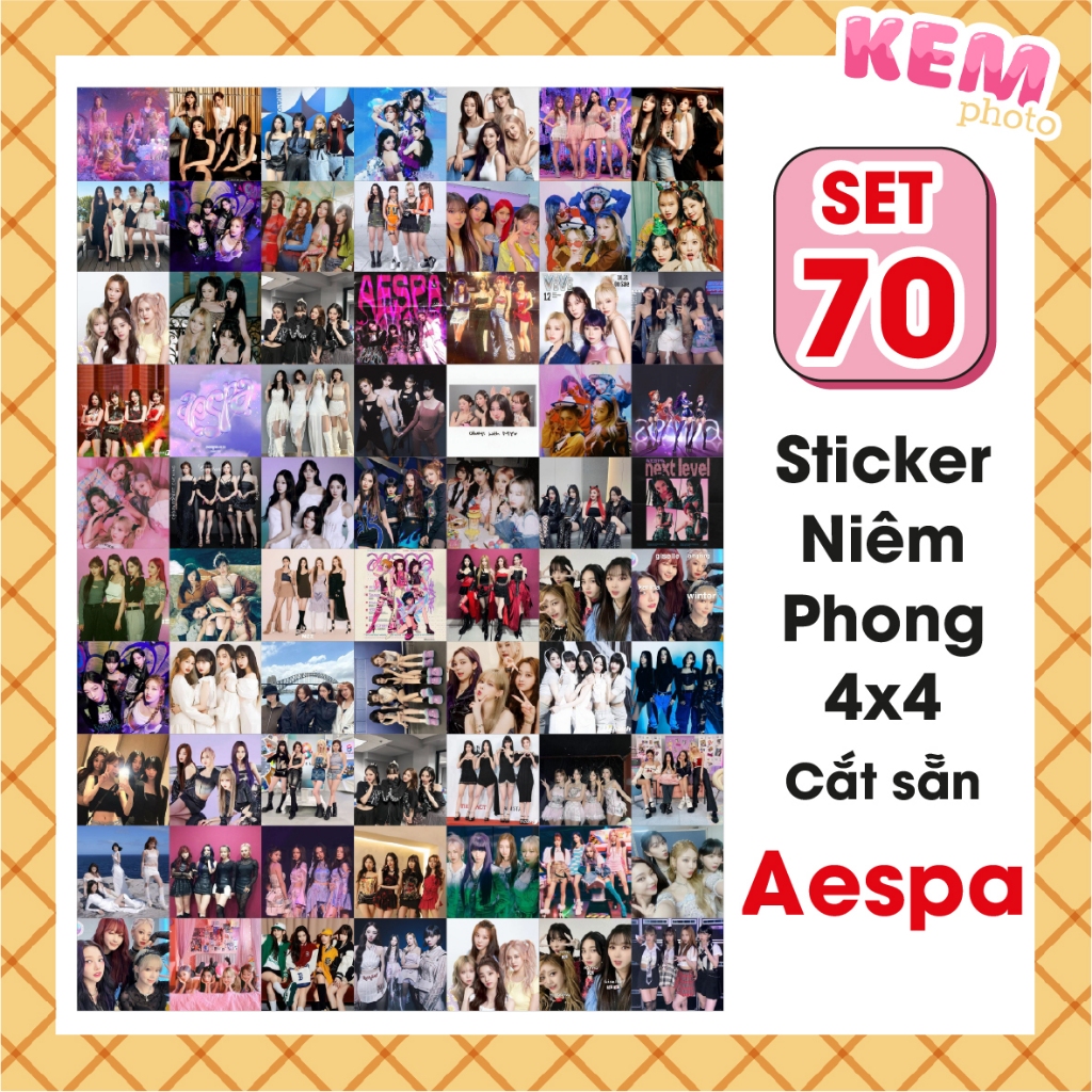 SET 70 sticker niêm phong aespa - sticker idol kpop đủ 4 thành viên - Đã cắt rời chỉ cần bóc dán |Kem Photo